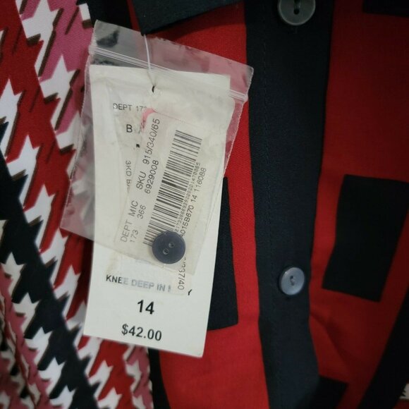 Allison Daley Button Front Blouse Womens Size 14 Red Striped Long Sleeve Shirt - Picture 5 of 5